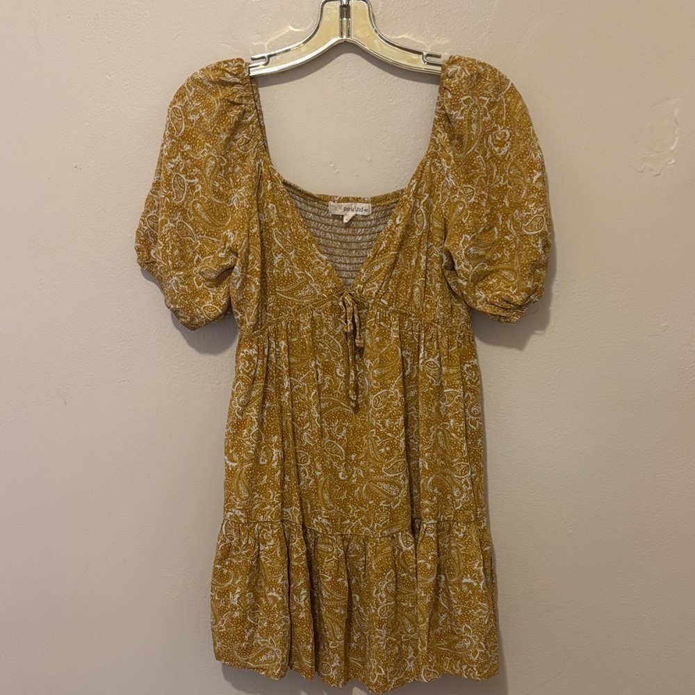 Rewind Mustard Floral Mini Dress